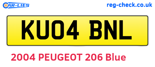 KU04BNL are the vehicle registration plates.