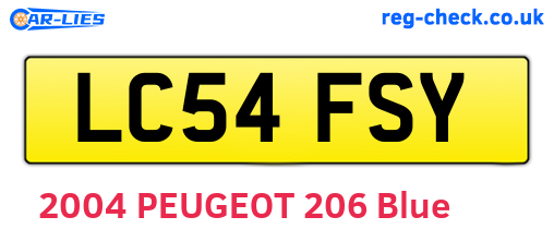 LC54FSY are the vehicle registration plates.
