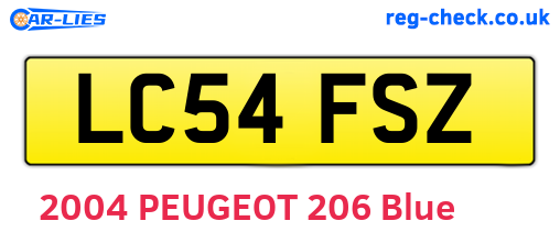 LC54FSZ are the vehicle registration plates.
