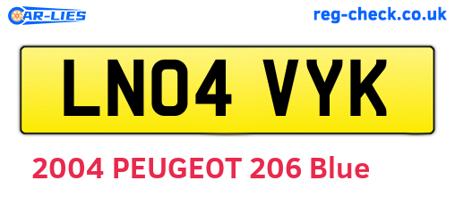 LN04VYK are the vehicle registration plates.