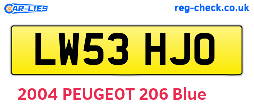 LW53HJO are the vehicle registration plates.