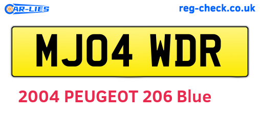 MJ04WDR are the vehicle registration plates.