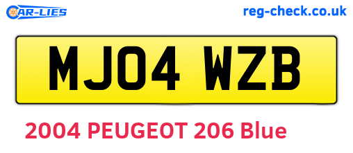 MJ04WZB are the vehicle registration plates.