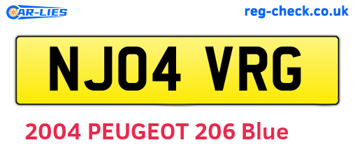 NJ04VRG are the vehicle registration plates.