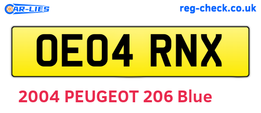 OE04RNX are the vehicle registration plates.
