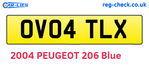 OV04TLX are the vehicle registration plates.