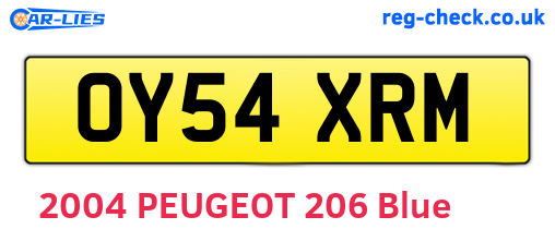 OY54XRM are the vehicle registration plates.