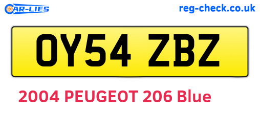 OY54ZBZ are the vehicle registration plates.