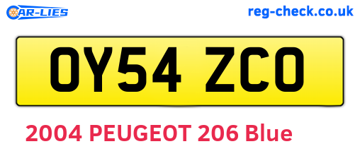 OY54ZCO are the vehicle registration plates.