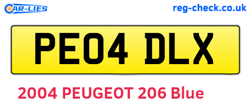 PE04DLX are the vehicle registration plates.