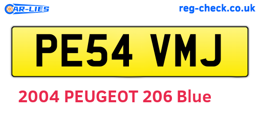 PE54VMJ are the vehicle registration plates.
