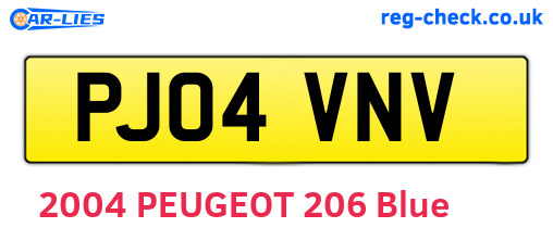PJ04VNV are the vehicle registration plates.