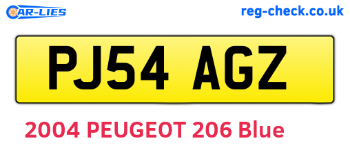 PJ54AGZ are the vehicle registration plates.