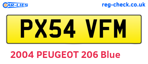 PX54VFM are the vehicle registration plates.