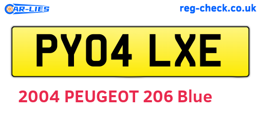 PY04LXE are the vehicle registration plates.
