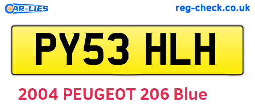 PY53HLH are the vehicle registration plates.