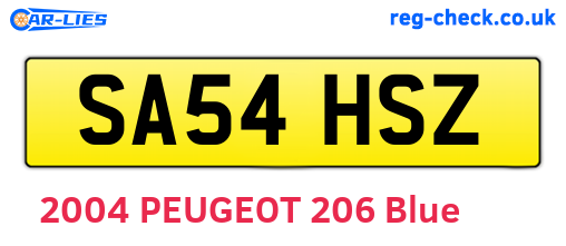 SA54HSZ are the vehicle registration plates.