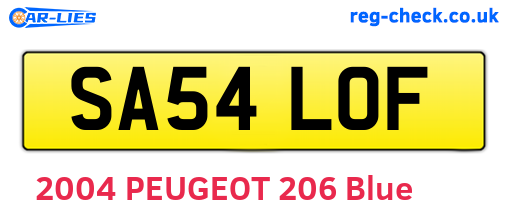 SA54LOF are the vehicle registration plates.