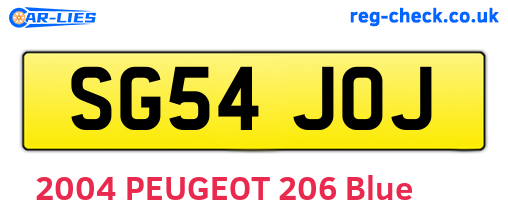 SG54JOJ are the vehicle registration plates.