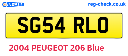 SG54RLO are the vehicle registration plates.