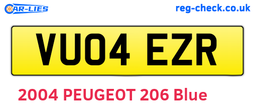 VU04EZR are the vehicle registration plates.