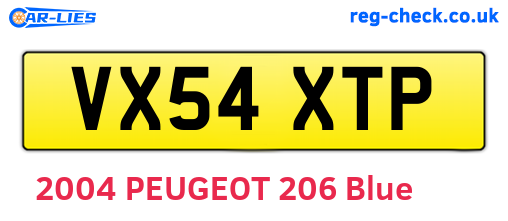 VX54XTP are the vehicle registration plates.