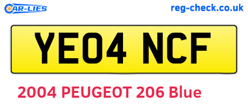 YE04NCF are the vehicle registration plates.