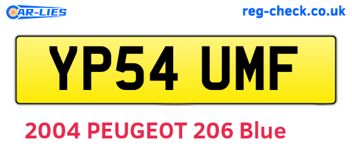 YP54UMF are the vehicle registration plates.