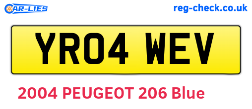 YR04WEV are the vehicle registration plates.