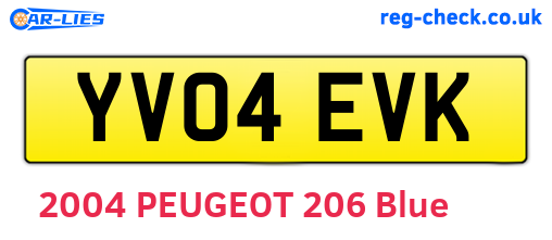 YV04EVK are the vehicle registration plates.