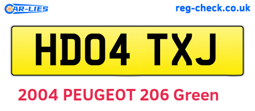 HD04TXJ are the vehicle registration plates.