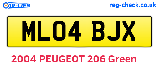 ML04BJX are the vehicle registration plates.