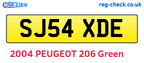 SJ54XDE are the vehicle registration plates.