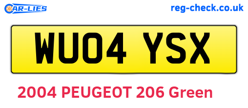 WU04YSX are the vehicle registration plates.