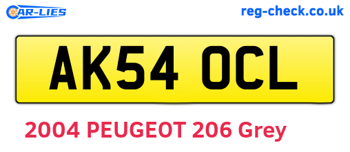AK54OCL are the vehicle registration plates.
