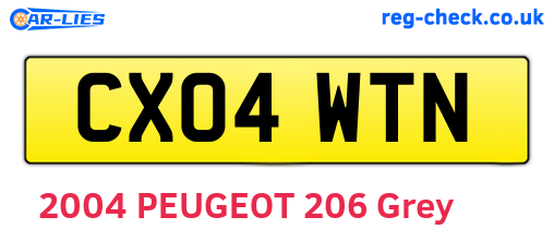 CX04WTN are the vehicle registration plates.