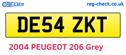 DE54ZKT are the vehicle registration plates.