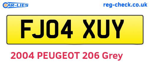 FJ04XUY are the vehicle registration plates.
