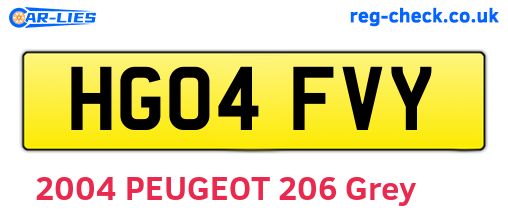 HG04FVY are the vehicle registration plates.