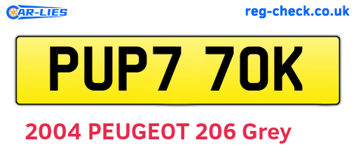 PUP770K are the vehicle registration plates.