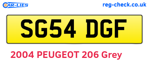 SG54DGF are the vehicle registration plates.