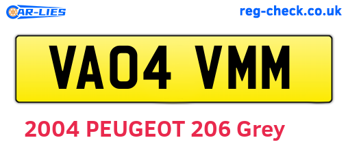 VA04VMM are the vehicle registration plates.