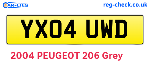 YX04UWD are the vehicle registration plates.