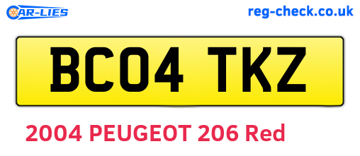 BC04TKZ are the vehicle registration plates.