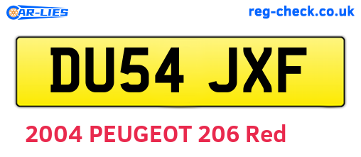 DU54JXF are the vehicle registration plates.