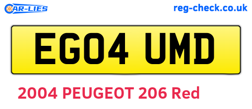 EG04UMD are the vehicle registration plates.