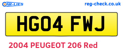 HG04FWJ are the vehicle registration plates.
