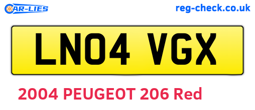 LN04VGX are the vehicle registration plates.