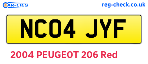 NC04JYF are the vehicle registration plates.