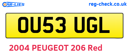 OU53UGL are the vehicle registration plates.
